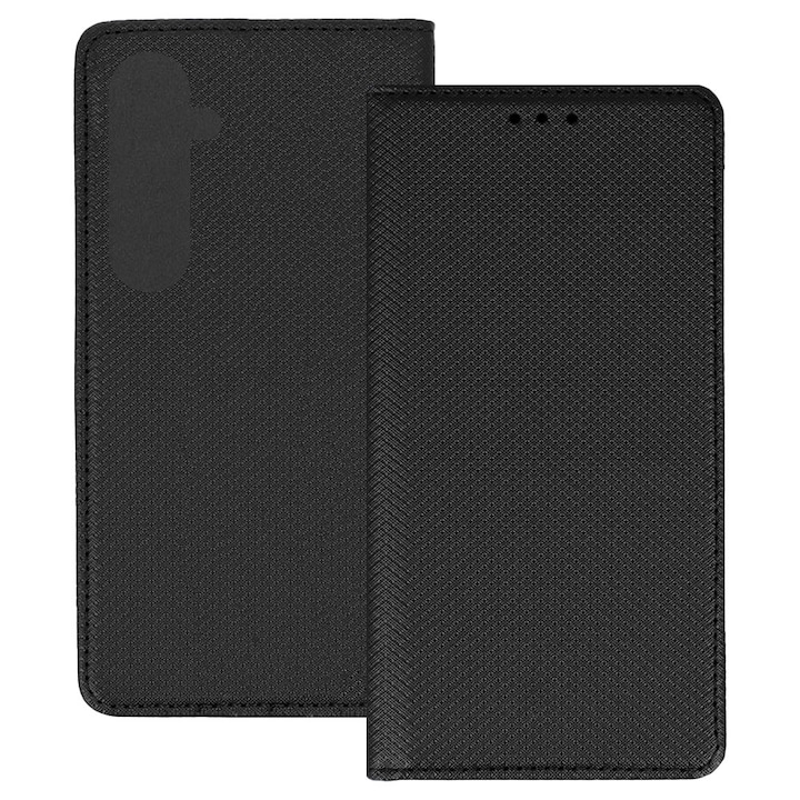 Husa pentru Samsung Galaxy S24 Plus, PU Casual Book, Buzunar card, Inchidere magnetica, Functie stand / suport, Decupaj difuzor apeluri, Acoperire completa 360 de grade, Protectie fata-spate, Tip carte, Negru