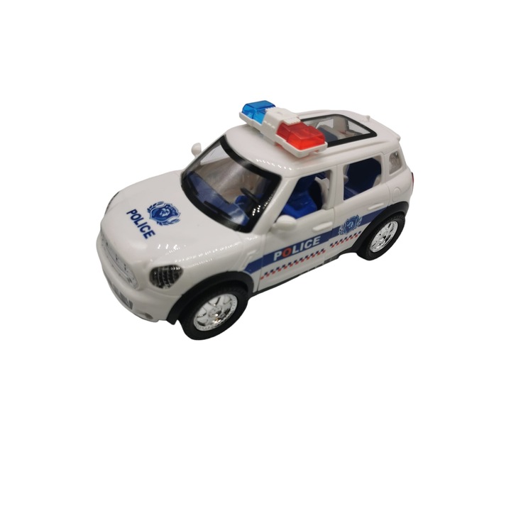 Masina de Politie cu baterii Vision XXI, 4388B, cu lumini si sunete, motor bumo and go, se deschid usile, 19cm