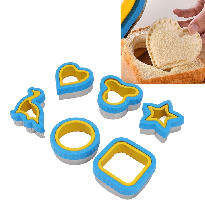 Set 6 forme prajituri din otel inoxidabil, AMRINUGL, forme diverse, culoare: multicolor, dimensiuni variate.