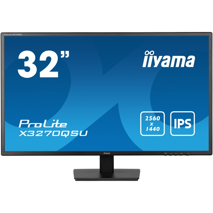 Monitor LED IPS iiyama ProLite X3270QSU-B1 31.5" WQHD, 100Hz, 3ms, HDMI, DisplayPort, HUB USB 3x3.2, Villogásmentes + kék fény