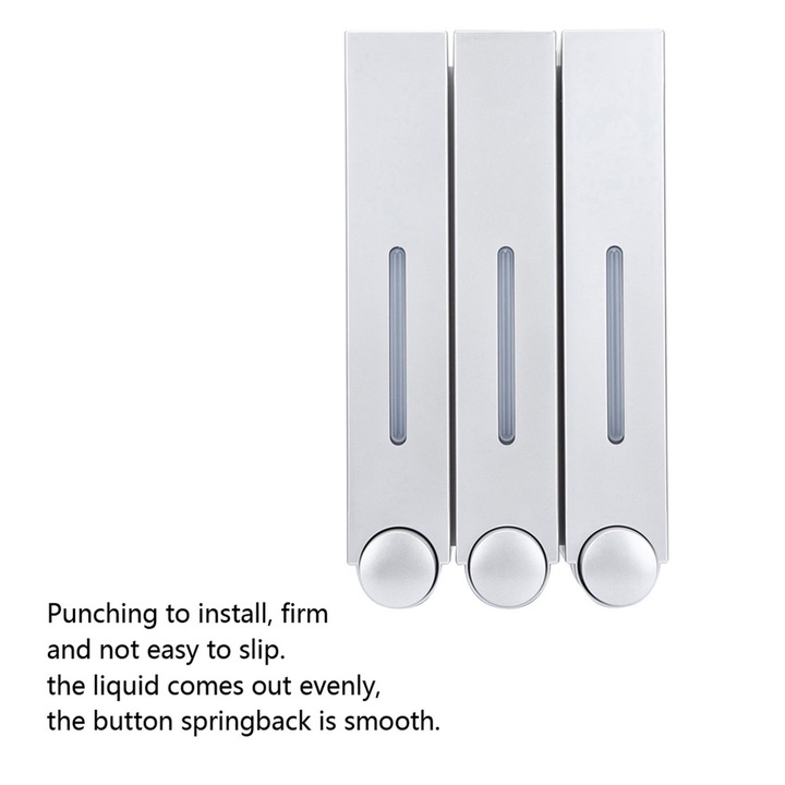 Folyékony szappan adagoló, Longziming, falra szerelhető, 3 fej, fehér, 280x153x90mm
