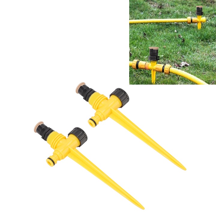 2 db 360 fokban forgó locsolófej kerti udvarhoz, talajba szúrható típusú McGonagall öntözőfej csepegtető öntözéshez, hűtés, zöld