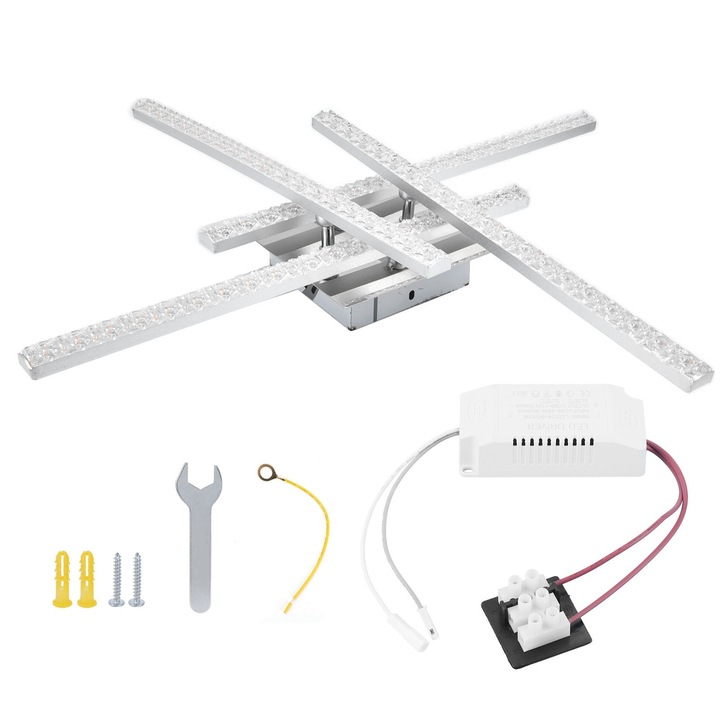 Jormftte LED mennyezeti lámpa, 4 csöves, ezüst, 28W, 55x6.5cm