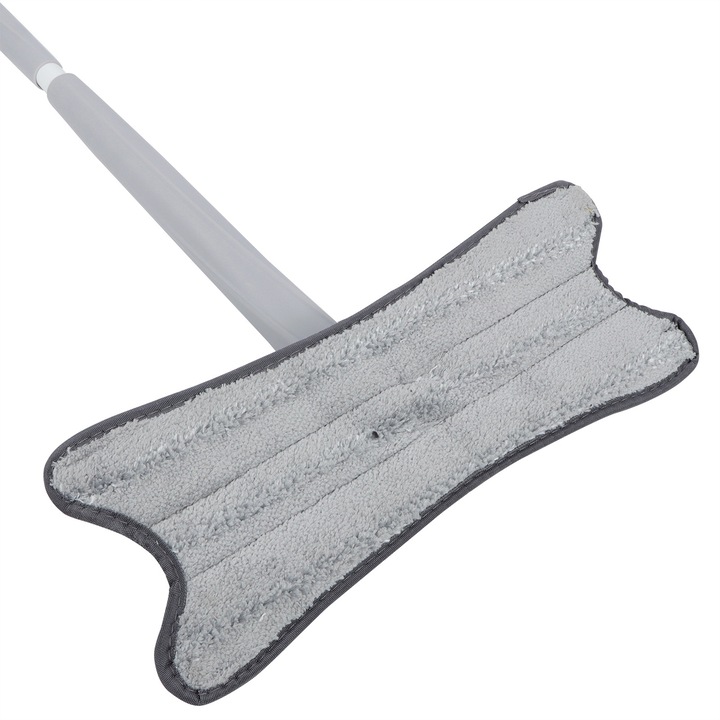 Mop cu mecanism auto-stoarcere, Jormftte, material EVA+ABS+microfibra, cap rotativ plat, 37 x 15 x 140 cm, gri/alb