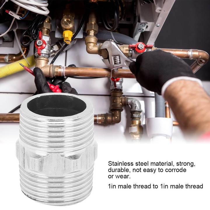 2 db. 1 hüvelykes külső menetes csőcsatlakozó 1 hüvelykes külső menetes hatszögletű csőcsatlakozó rozsdamentes acélból