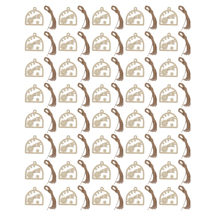 Karácsonyi kulcstartók, Jormftte, 40 darabos készlet, bukszusfa anyag, 8x8cm