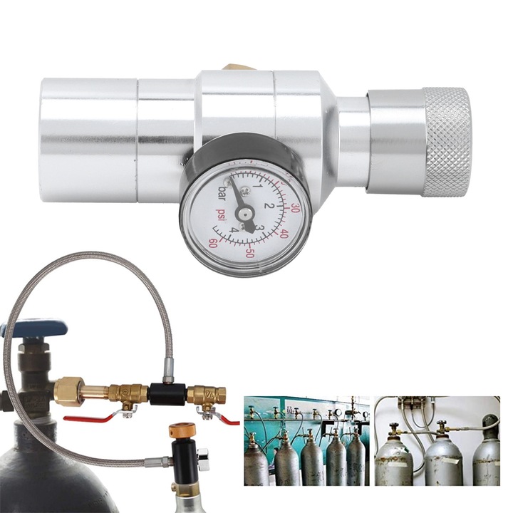 Szabályozó CO2 Jormftte készlet, MFL 3/8in, 0-60PSI, alumínium és sárgaréz, 233g