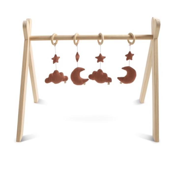 Образователна дървена играчка Baby Sailor, 4 меки играчки, кафява, 45.5x51.7x65.5см