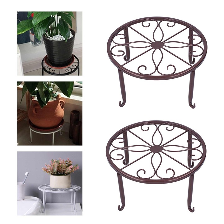 Jormftte növényállvány, 2 db-os készlet, kovácsoltvas, bronz, 23x23x13cm