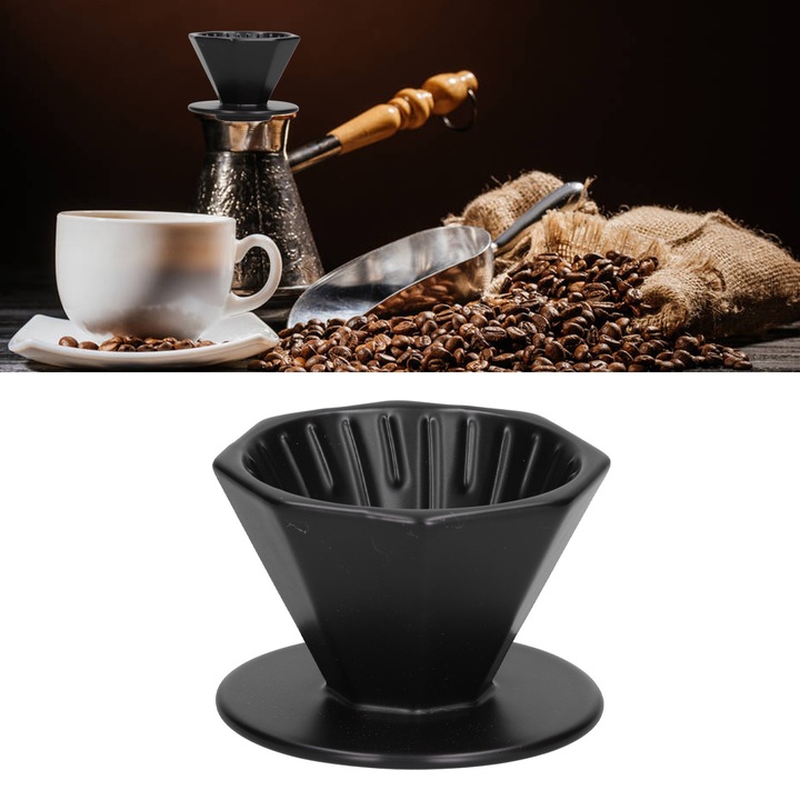 Керамична кафемашина Jormftte, 1-2 души, преносима, семпъл дизайн, черна