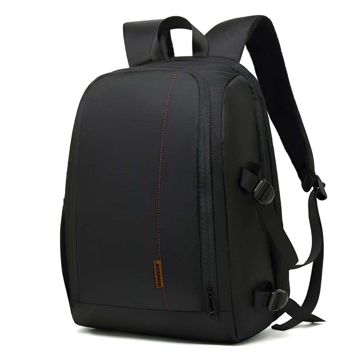 Rucsac multifunctional, Luka, Nylon, pentru aparat foto si laptop 15.6", impermeabil, 44x30x19cm, negru/rosu