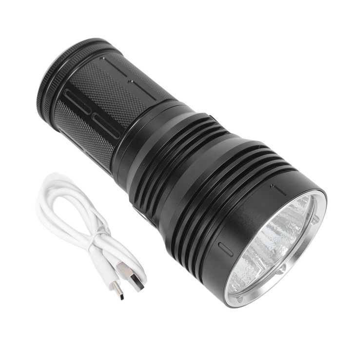 LED фенер Longziming 12000LM, 6 режима на осветление, водоустойчивост IPX5, 146x70x51mm, батерия 12800mAh