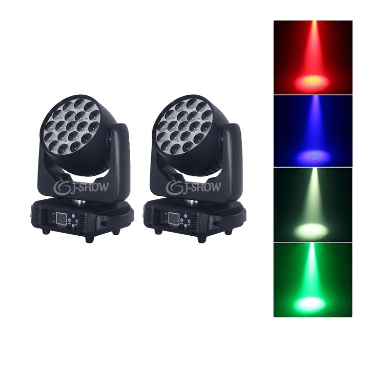 Lumina de scena mobila, 19X15W LED RGBW, 540 PAN, 270 TILT, set de 2 lumini, dimensiune 30x20x37cm