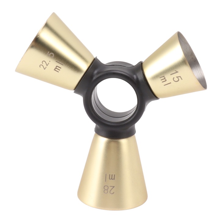 Bár mérőpohár 3 végű, Jormftte, 304 rozsdamentes acél, ergonomikus kialakítás, aranyozott