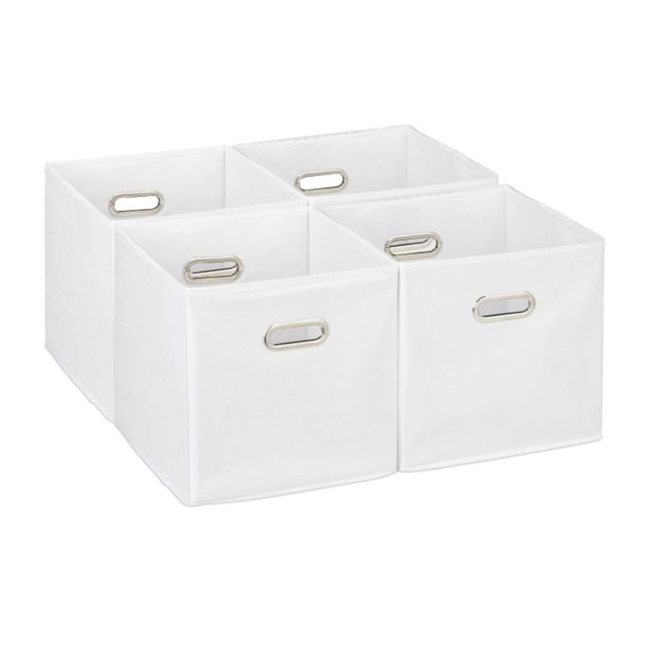 Комплект от 4 кутии за съхранение, Relaxdays, сребрис, полиестер, 26 л, 30 х 30 х 30 см