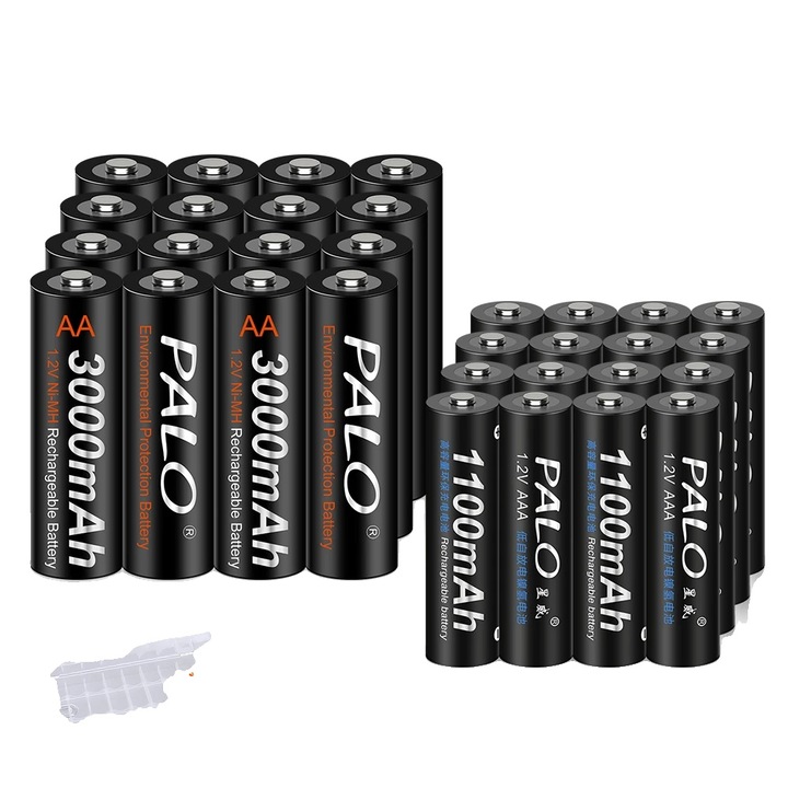 Baterii reincarcabile PALO, 1100/3000mAh, 16xAA, 16xAAA