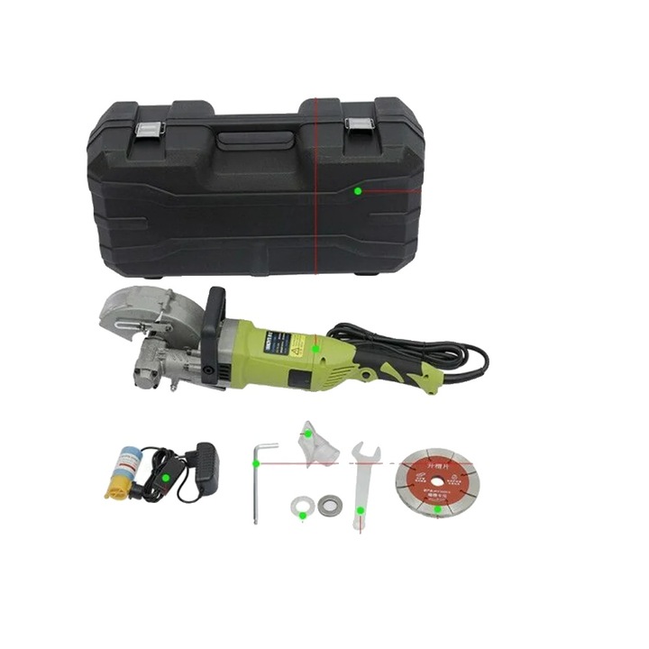 Fierastrau electric 4000W, adancime ajustabila, unghi de taiere 360°, design ergonomic, verde, set complet