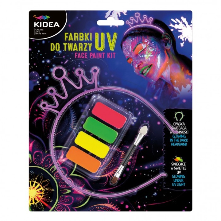 UV бои за лице с лента за глава Kidea, Multicolor