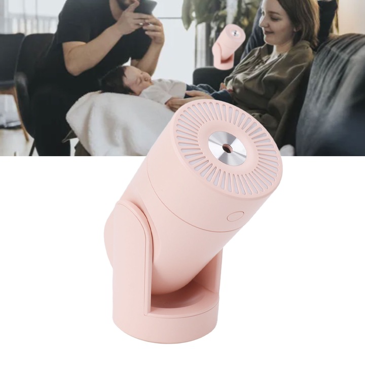 Mini hordozható párásító, longziming, USB, 360°-os forgatás, rózsaszín, 155x74mm