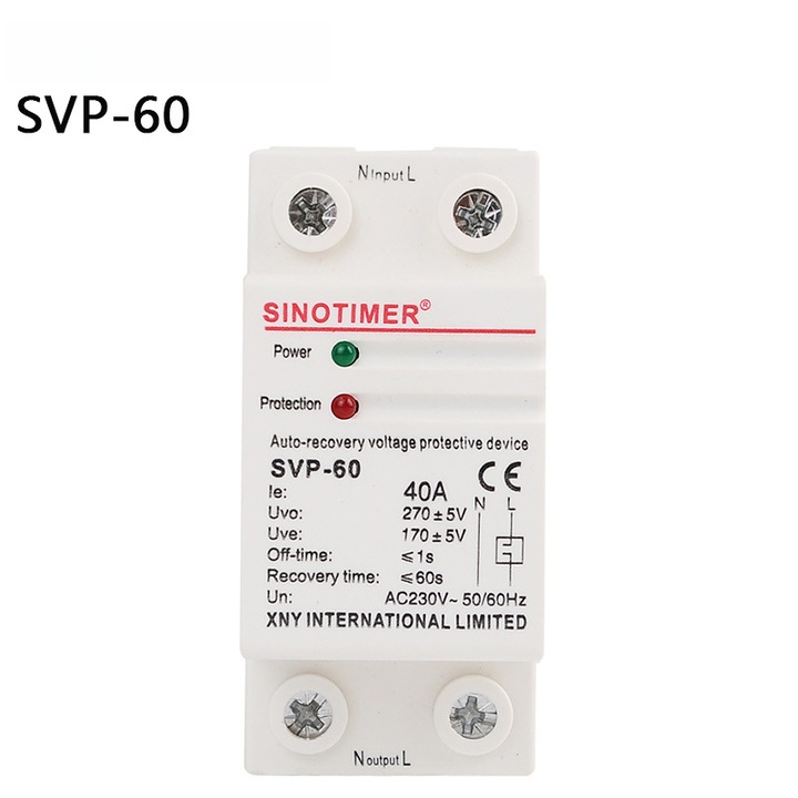 Стабилизатор на напрежение QttvbTna SVP-60, интелигентна защита, автонулиране, 40A/60A, 220V