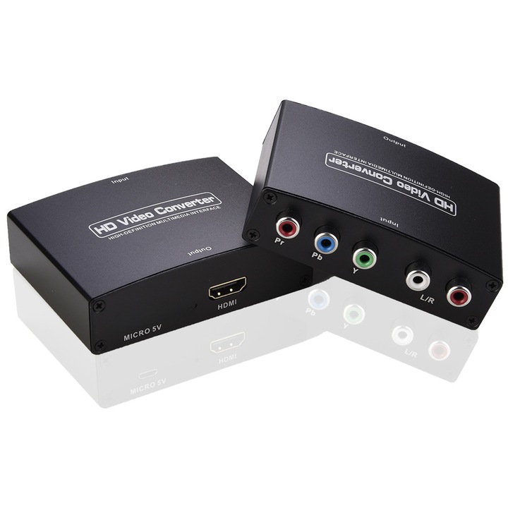 Комплект конвертор YPBPR към HDMI, QttvbTna, USB захранване, функция за дистанционно активиране