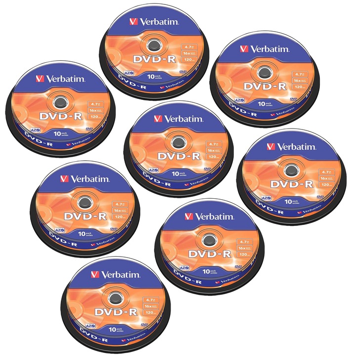 Set 80 discuri DVD-R 4.7GB, viteza de inregistrare 16x, timp de stocare 120min, ambalaj sigilat