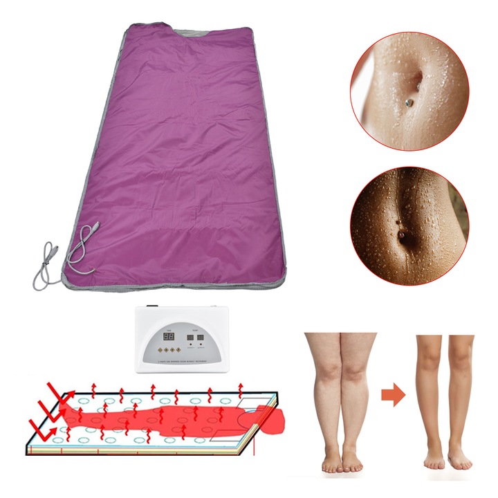 Jormftte infravörös szauna takaró, 650W, 180x80cm, lila, távirányítóval