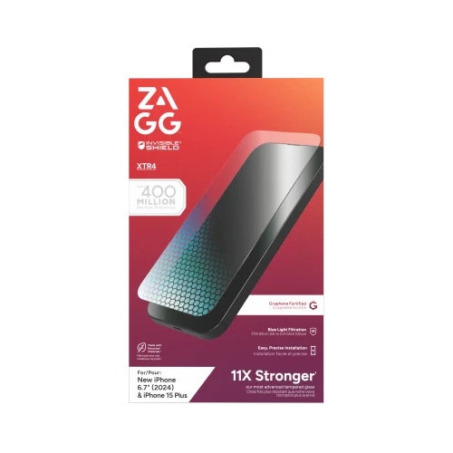 Folie protectie pentru iPhone 15 Plus / 16 Plus, Zagg, XTR4, filtru lumina albastra