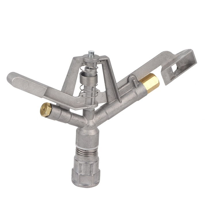 Kerti locsoló, Jormftte, Cinkötvözet, G1/DN25, Automatikus forgás, Permetezési átmérő 20-30m, 27cm, Ezüst