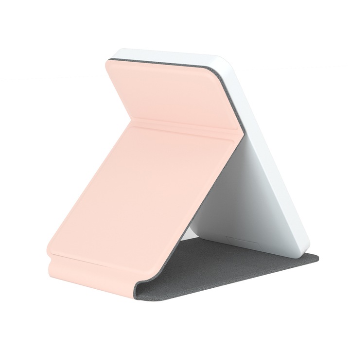 Oglinda cosmetica cu lumina, Cozevdnt, portabila, pliabila, roz, control magnetic rotativ