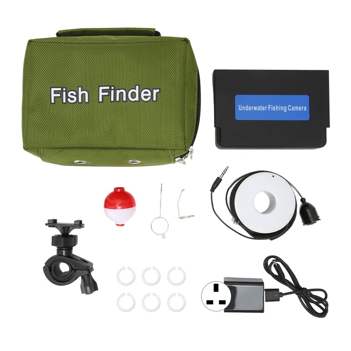 Camera de pescuit 5in Jormftte, IP68 waterproof, noapte, 195 grade, 10000mAh, 5 inch, Priza SUA