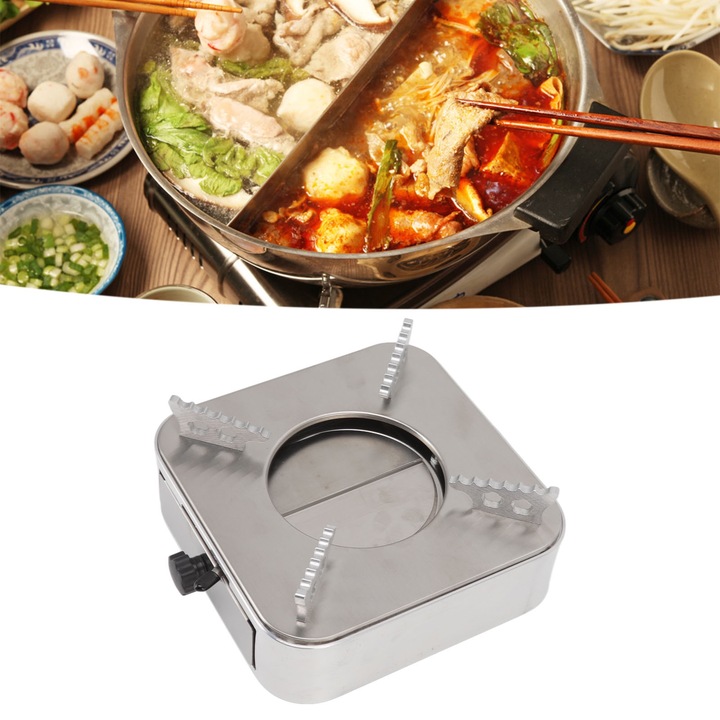 Rozsdamentes acél alkoholos tűzhely, ezüst, fiókszerkezettel, szeszes égő otthoni túrázáshoz