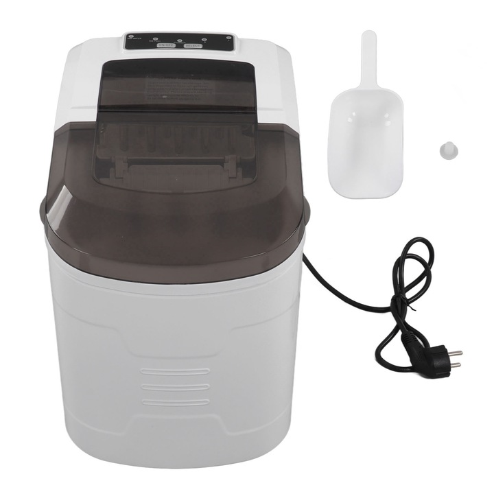 Masina de gheata de countertop Jormftte, alba, 29x29x22cm, 150W, capacitate 9 cuburi in 8-9 minute