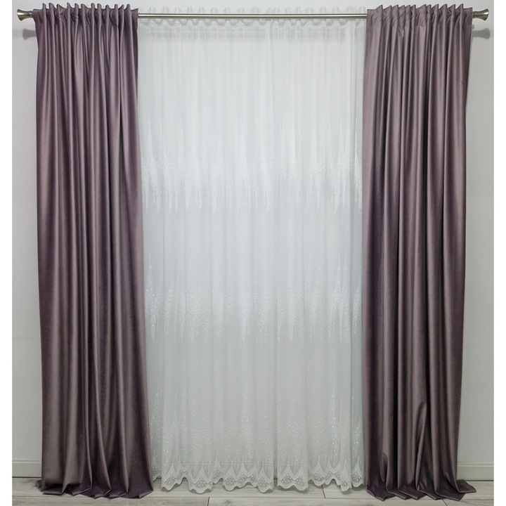 Draperie Catifea Roz Prafuit cu rejansa 2 buc x 100 x 220