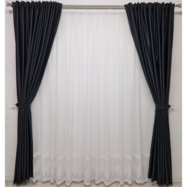 Blackout egyszínű fekete drapéria, 2 db x 200 x 260 cm
