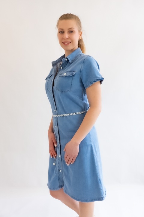 Női ruha, Nelino, gombos, pamut/viszkóz/poliészter, kék