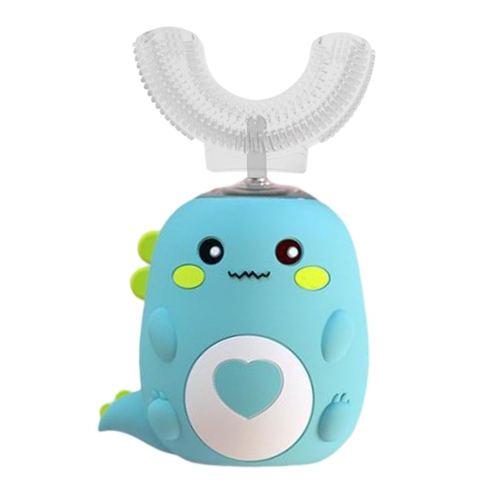 U alakú elektromos fogkefe gyerekeknek, 360°-os tisztítás, biztonságos anyag, vízálló, 2-6 év