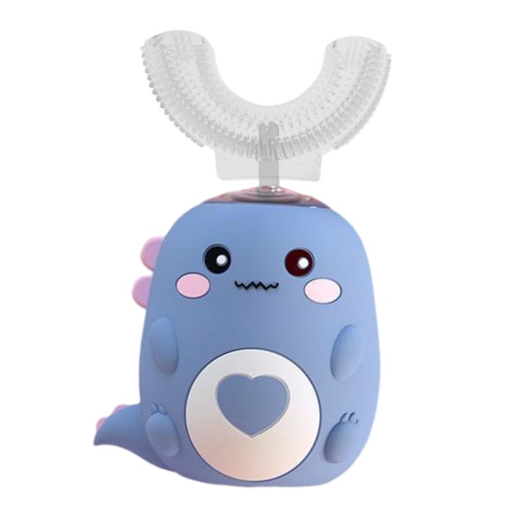 U-alakú elektromos fogkefe gyerekeknek, 360°-os tisztítás, biztonságos anyag, 6-12 éves korig, vízálló IPX7