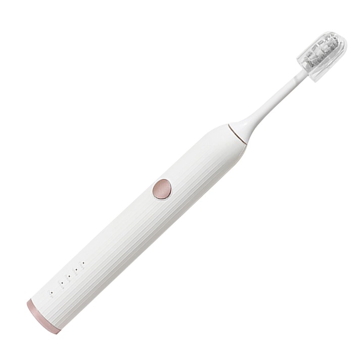 Periuta de dinti electrica Bizaical, 4 moduri de functionare, rezistenta la apa IPX7, alb, 24.19x2.59cm, set cu 2 capete de perie