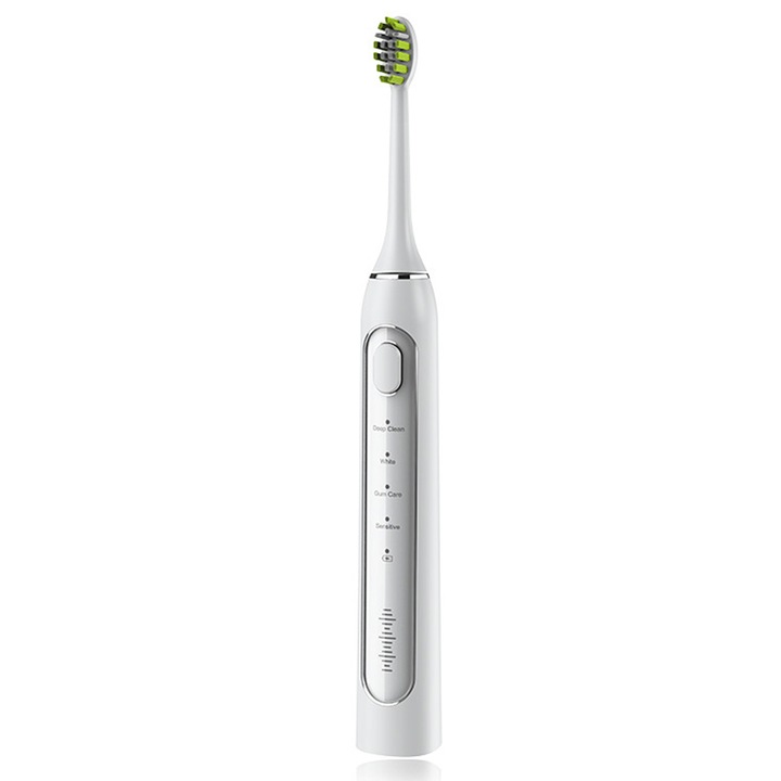 Periuta de dinti electrica Bizaical, 4 moduri, impermeabil IPX7, neagra, 25x2.9cm, set cu 2 capete de perie