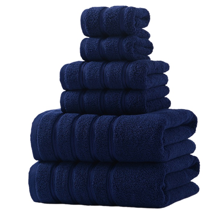 Комплект памучни кърпи, 6 броя, 2 големи кърпи 28x55 инча, 2 кърпи за ръце 16x24 инча, 2 кърпи за лице 12x12 инча, меки, леки