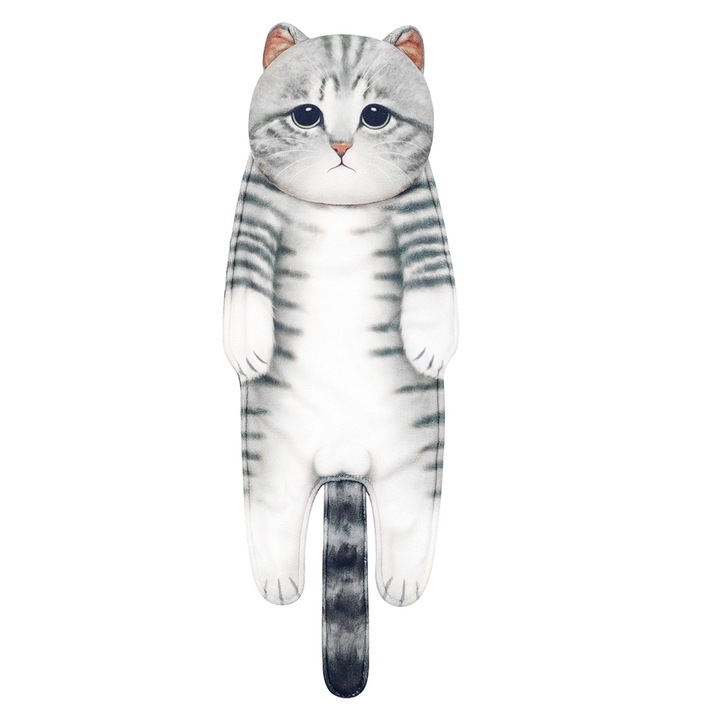 Котешка кърпа, longziming, полиестер, абсорбираща, сиво/бяло, 45x12см