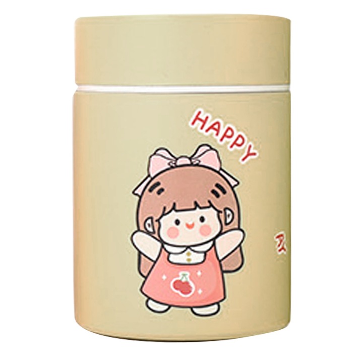 Jormftte 125ml rozsdamentes acél ételtartó, széles szájú kialakítás, hordozható, sárga