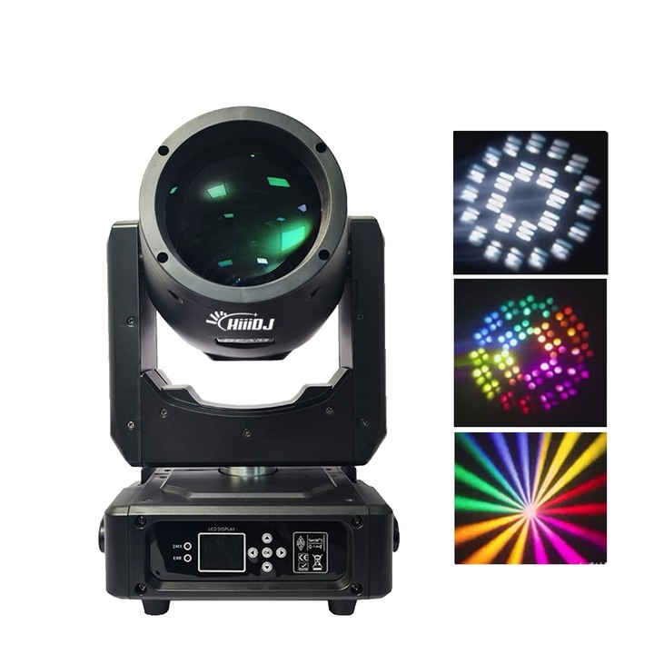 Lumina de scena Mini Beam 7r 230W, control DMX, 14 culori, 7 modele dinamice, 1 lumina
