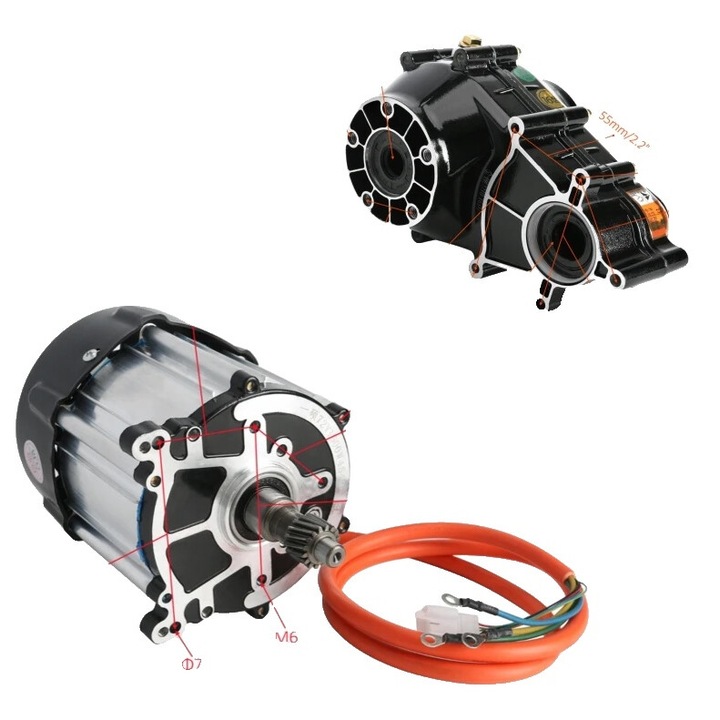 Motor electric fara perii 1500W, 72V, 3400rpm, set axuri diferential spate 760mm, 860mm, 1020mm