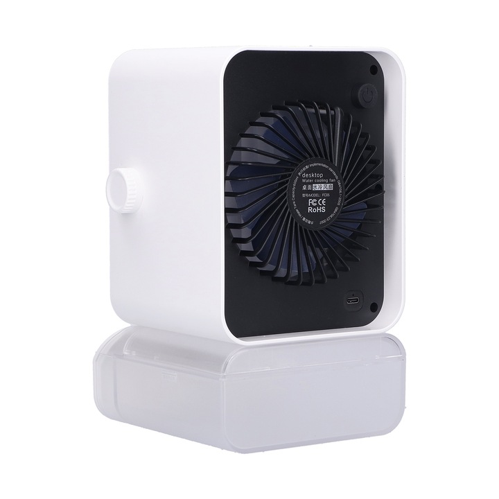 Ventilator de racire Bizaical, 2 in 1, umidificare si pulverizare, RGB, 23x13x12cm