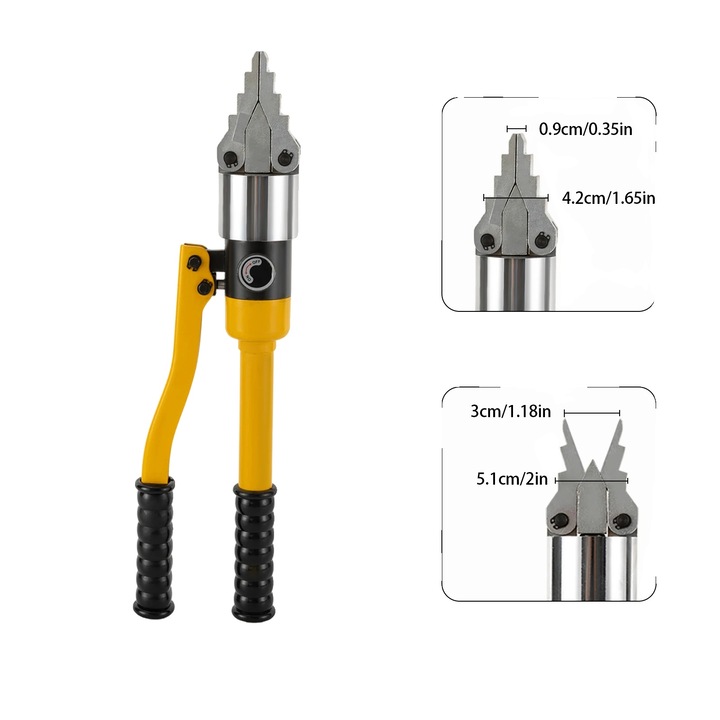 Dispozitiv hidraulic de flanse, 8T presiune maxima, design ergonomic, galben, 46x24x10cm