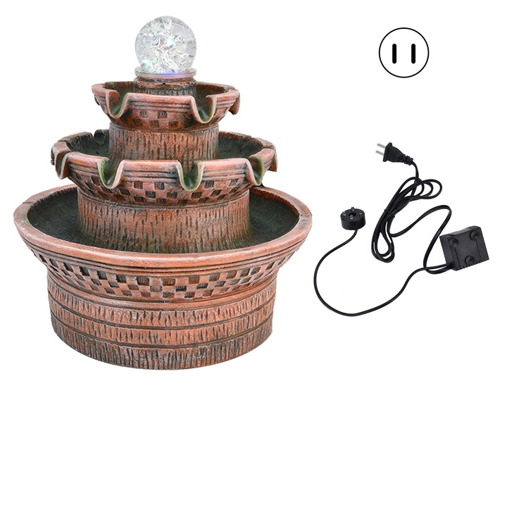 LED Фън Шуй Настолен Фонтан, TNEAYWHE, Орнаменти за Маса, Водна Декорация, 110V