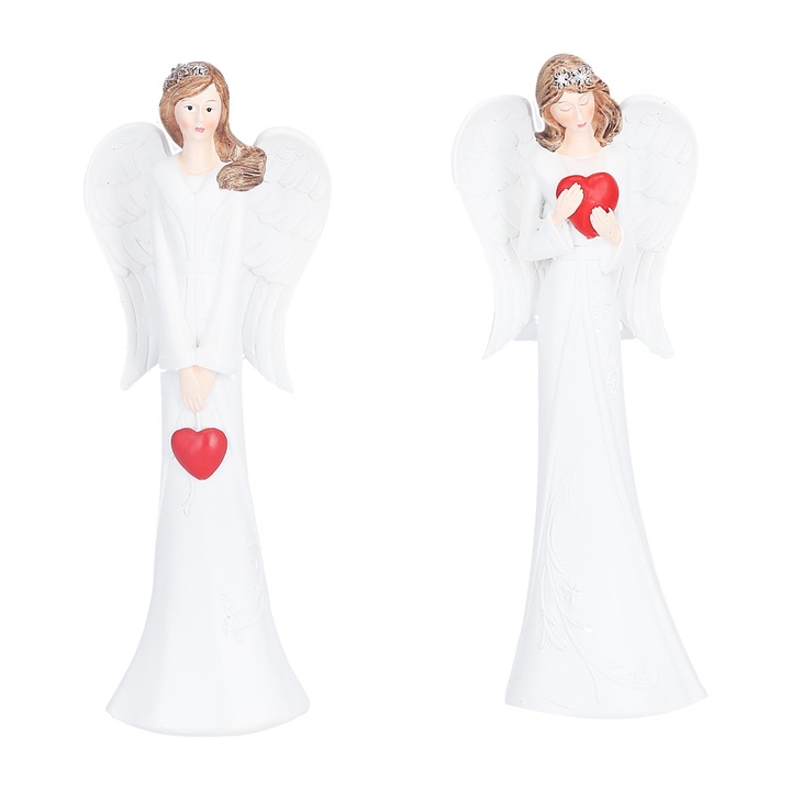 Angyal gyanta szobor szívvel, Jormftte, 14.3x5.5cm, asztali dekoráció, jelentőségteljes ajándék