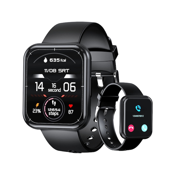 Smartwatch Choetech WT001, мониторинг на здравето, екран 1.91", IP67, черен